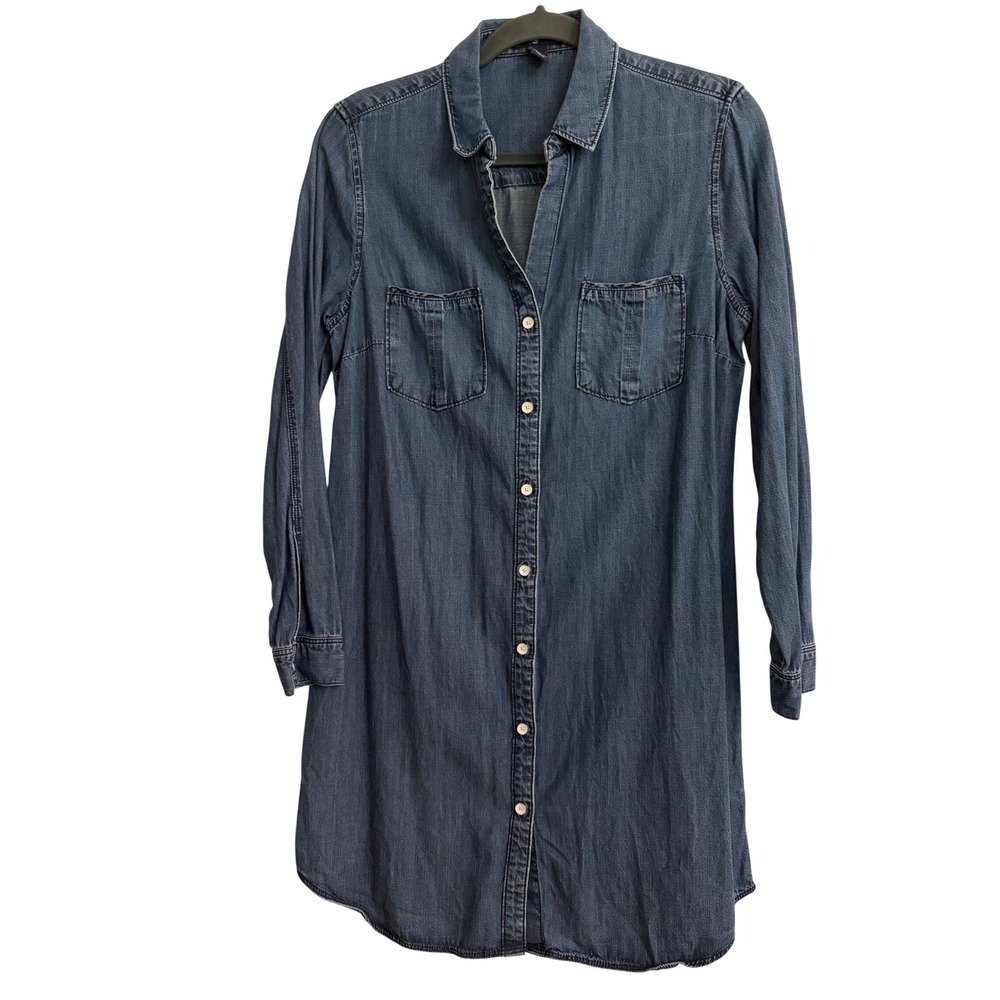 Gap Shirt Dress S Blue Denim, Preppy, Classic, 90s, Western, Cotton, Mini Dress